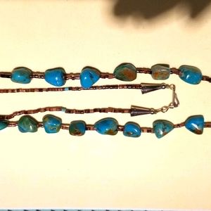 Turquoise and Tigers-Eye Heishi Bead Necklace